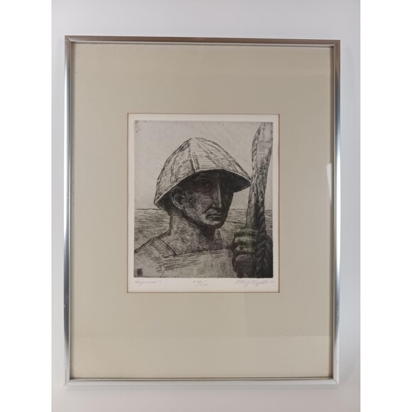 Print Of Peter J Terpatsi - Harpooner 1971 Sketch Signed And Numbered 206 of 260 - Picture 9 of 10